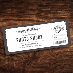 Cupón editable para sesión de fotos, certificado de regalo para sesión de fotos personalizada, cupón imprimible para sesión de fotos en formato PDF