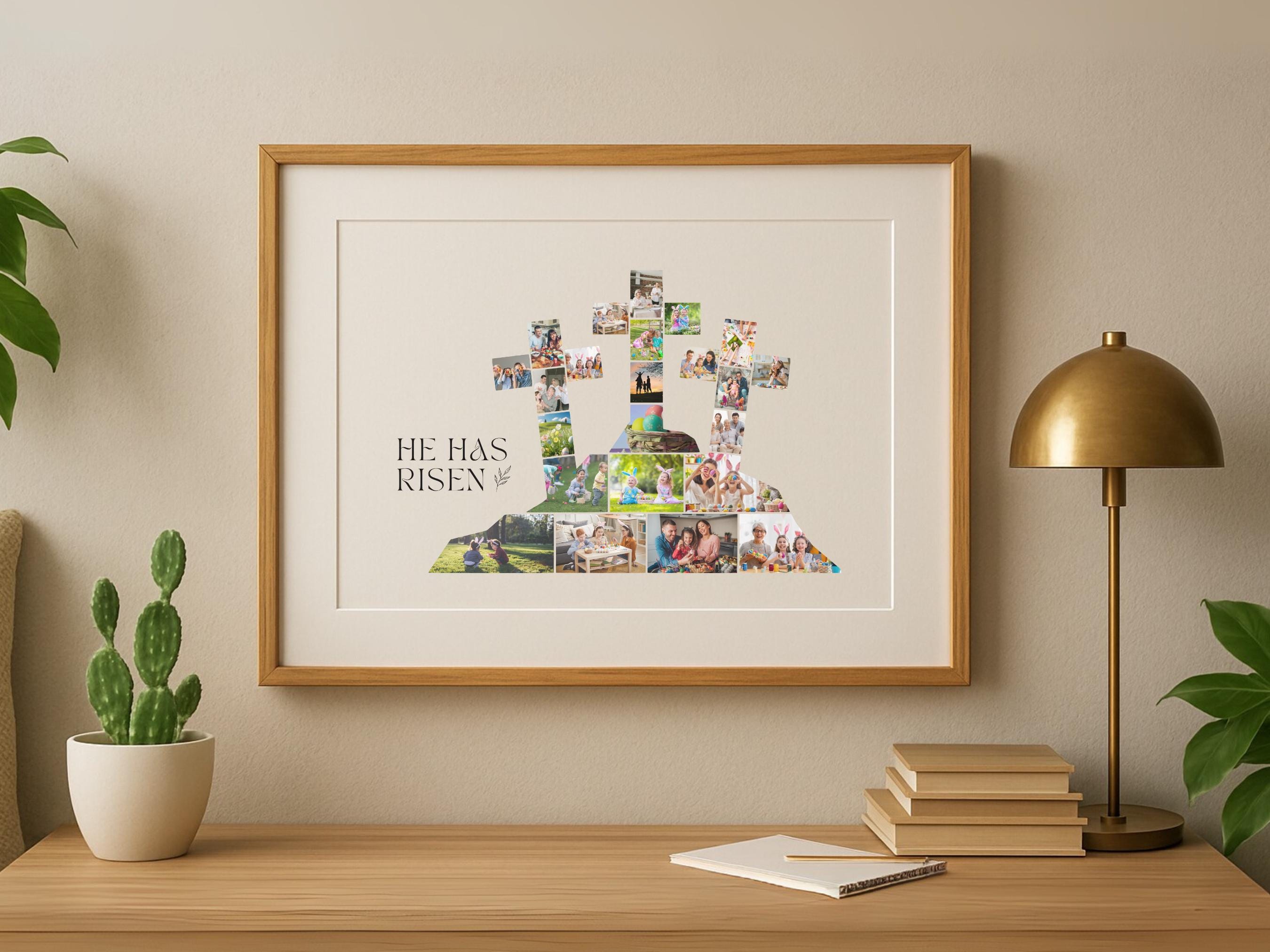 Editable Cross Photo Collage Template, Christian Wall Decor, He Has ...