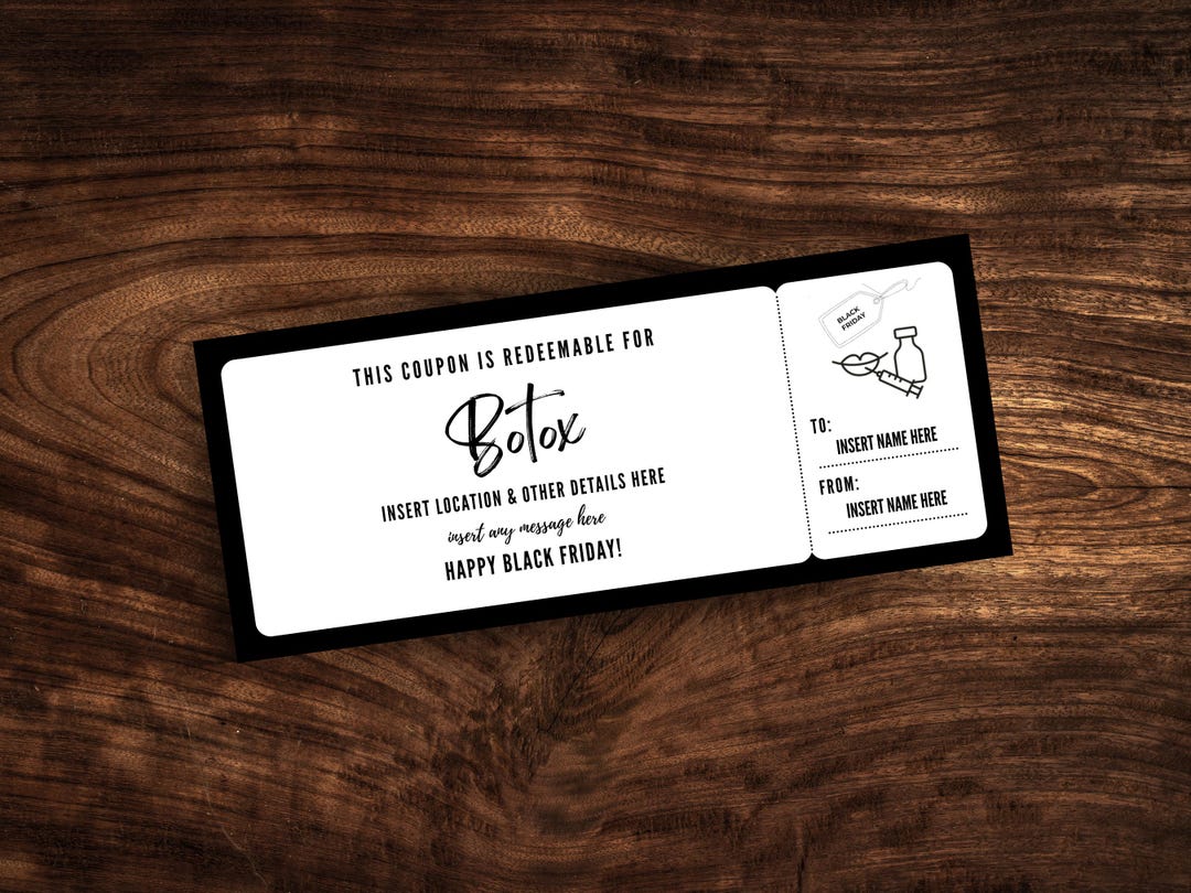 Editable Botox Coupon Template, Custom Botox Black Friday Gift ...