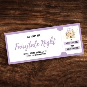 Bearbeitbare Märchennacht Coupon-Vorlage, Benutzerdefinierte Märchen-Einladung, druckbare Mädchen Märchen Gute-Nacht-Geschichte-Karte PDF
