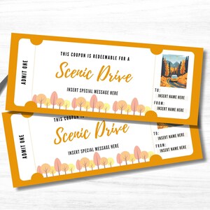 Editable Scenic Drive Coupon Template, Custom Scenic Fall Foliage Voucher, Printable Scenic Road ...