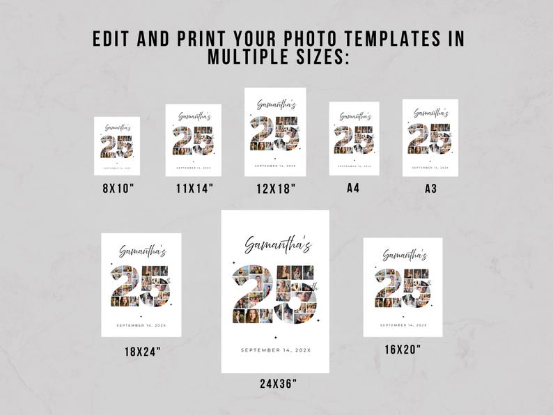 25th Birthday Photo Collage Poster, Custom Party Decor (digital ...