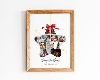 Editable Christmas Star Photo Collage Template, Custom Winter Holiday Photo Collage  Card Printable, Digital Christmas Wall Decor PDF