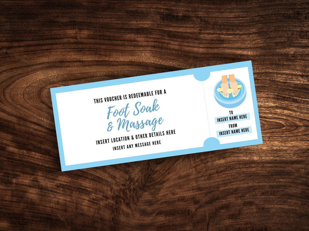Editable Foot Soak & Massage Gift Certificate Template, Printable Foot ...