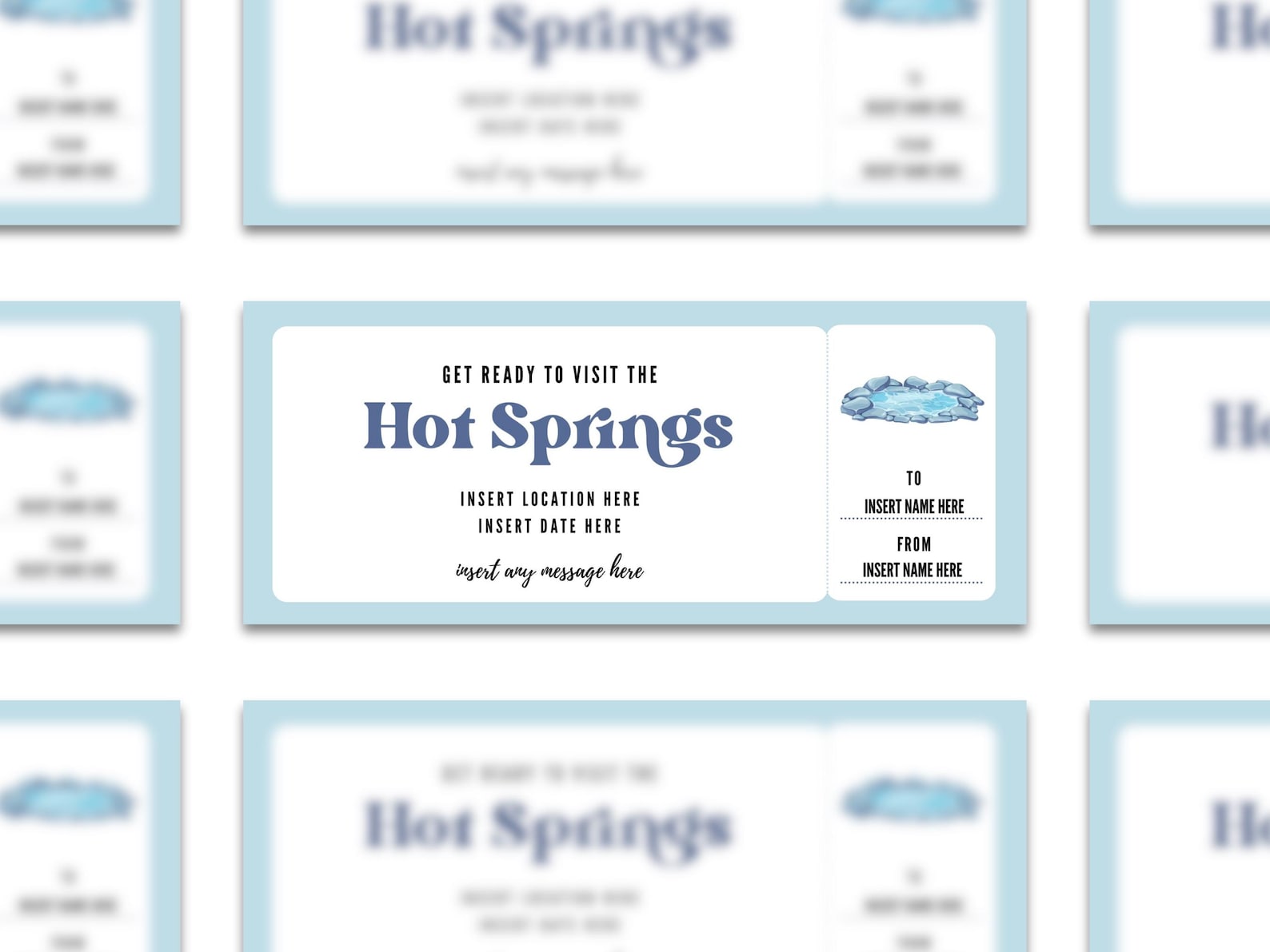 Editable Hot Springs Coupon, Printable Hot Springs Spa Ticket Voucher ...