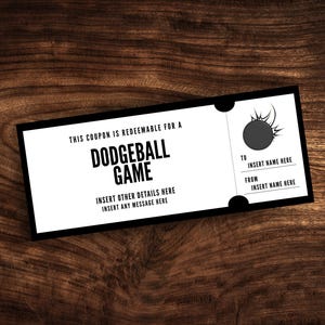Benutzerdefinierte Dodgeball-Spielticketvorlage, bearbeitbarer Dodgeball-Coupon, personalisierte Einladung für Schulhofspiele PDF