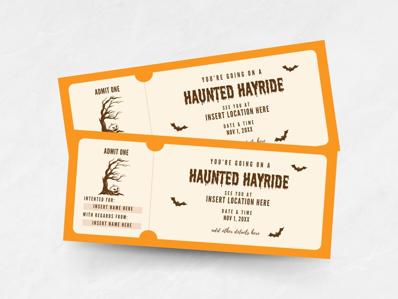 Editable Haunted Hayride Coupon, Custom Haunted Hayride Ticket Template