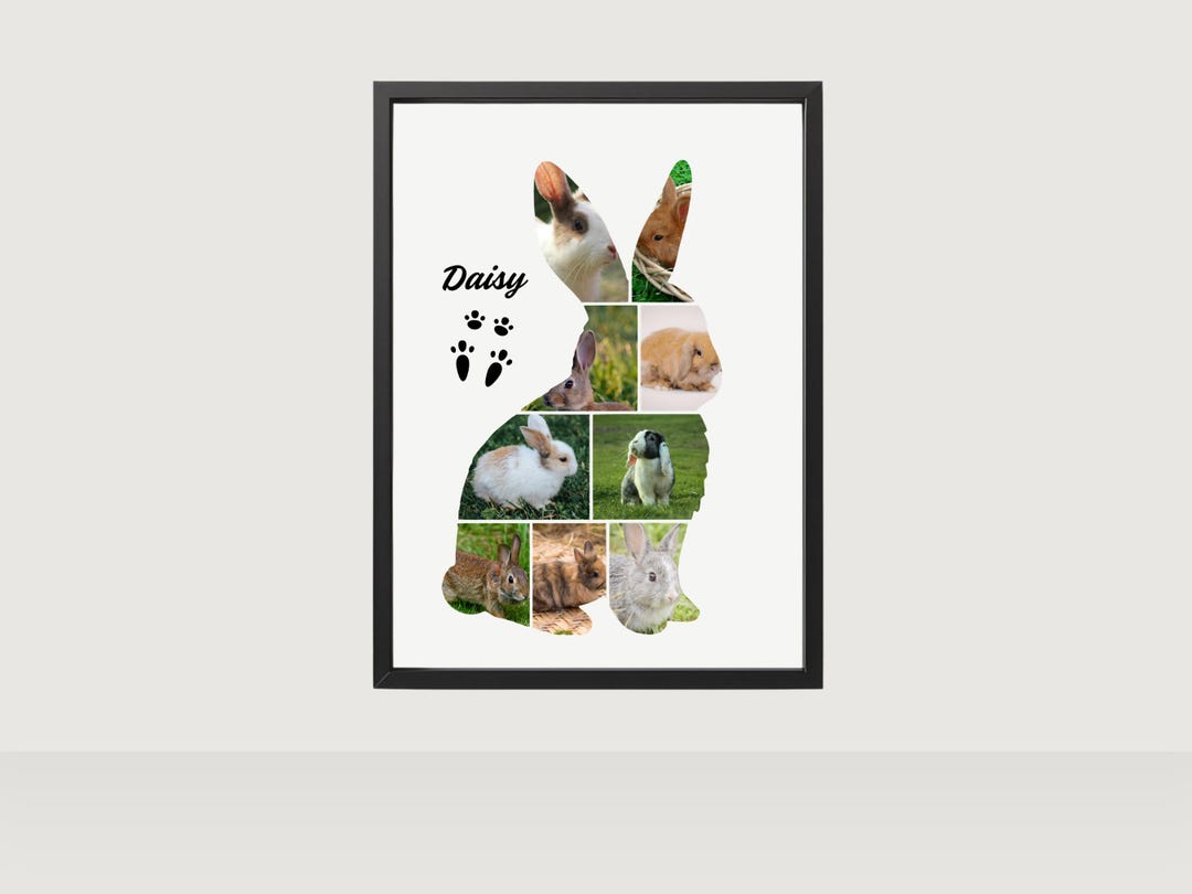 Editable Bunny Photo Collage Template, Custom Pet Rabbit Photo Collage ...