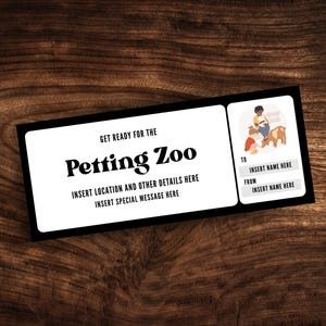 Benutzerdefinierte Streichelzoo Ticket-Vorlage, bearbeitbarer Zoo-Besuch-Coupon, Überraschungs-Potting Bauernhoftiere Geburtstagseinladung PDF