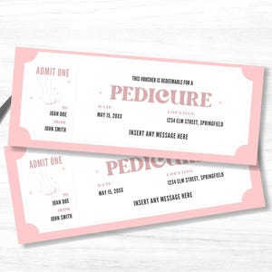 Editable Pedicure Coupon Template, Custom Pedi Ticket Gift Certificate ...
