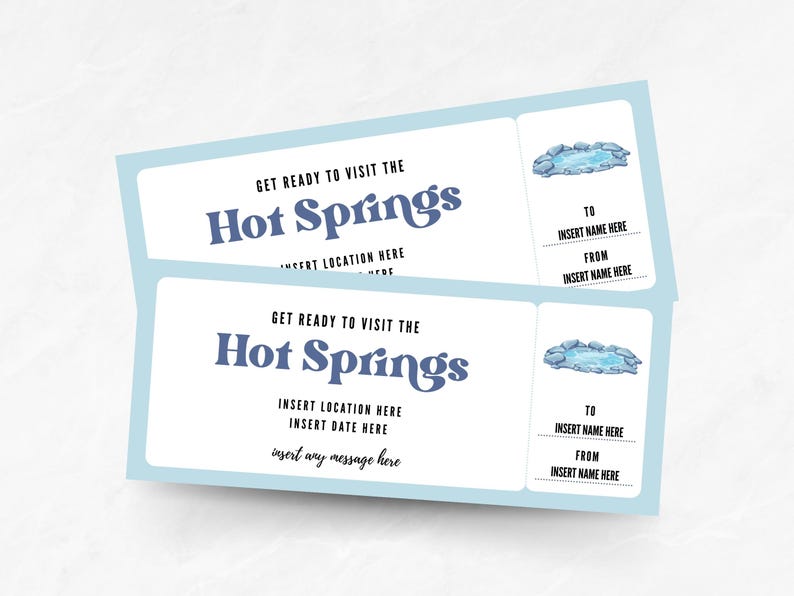Editable Hot Springs Coupon, Printable Hot Springs Spa Ticket Voucher ...