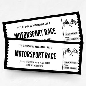 Editable Motorsport Race Coupon Template, Custom Racecar Ticket ...