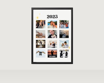 Editable Year 2025 Photo Collage Template, Custom New Year Photo Collage Printable, Digital 2025 Recap Wall Decor, Xmas Gift PDF