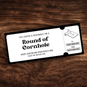 Editable Round of Cornhole Coupon, Custom Cornhole Ticket Template, Digital Lawn Games Gift Certificate PDF