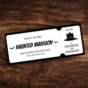 Bearbeitbarer Haunted Mansion Coupon, Benutzerdefinierte Haunted House Ticketvorlage, druckbarer Gruseliger Halloween Herbst Geschenkgutschein PDF