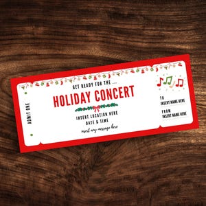 Bearbeitbare Weihnachtsmusik-Einladungskarte, benutzerdefinierte Weihnachtsmusik-Coupon, personalisierte Weihnachtsmusikeinladung PDF