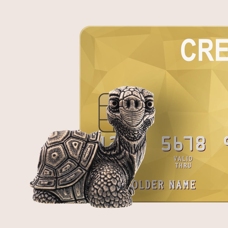 Turtle Credit Card Solid Bronze Turtle Figurine – Miniature Wildlife Sculpture, Symbol of ...