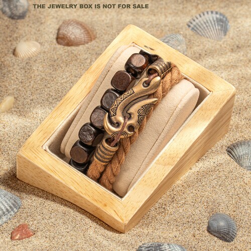 Ocean Set Armbänder Bronze Angelhaken Hei Matau - Armreif Maori Stil Geschenk für Männer Frauen - Armband Polynesian Tribal Nautical Beach Jewelry