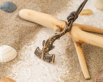 Maori Bronze Necklace Hammerhead Shark - Polynesian Pendant Gift for Men and Women - Ocean Hawaiian Tribal Nautical Surfer Beach Jewelry