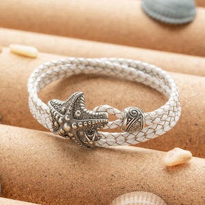 Ocean Bracelet with Starfish and Bead for Men Women - Wristband Maori Style Exquisite Nautical Jewelry Perfect Summer Gift for Her and Him