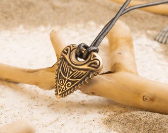 Bronze Shark Tooth Necklace · Tribal Polynesian Pendant · Gift for Men & Women Surfers Ocean Lovers