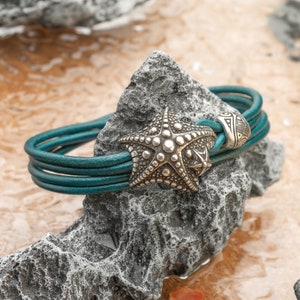 Ocean Bracelet with Starfish and Bead Maori Pattern for Men Women - Wristband Exquisite Nautical Jewelry Perfect Summer Gift for Her and Him