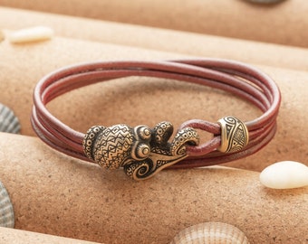 Bronze Octopus Bracelet – Ocean Inspired Maori Tribal Jewelry - Gift for Him or Her