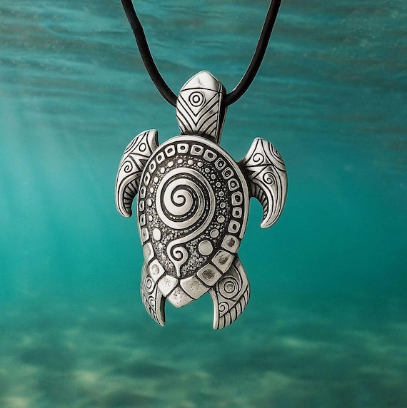 Sea Turtle Necklace · Maori Pendant in Sterling Silver or Bronze · Polynesian Jewelry · Handmade Tribal Ocean Gift for Men & Women