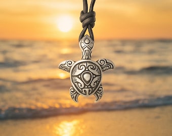 Maori Turtle Pendant – Polynesian Tribal Necklace in Bronze, Silver-Plated Bronze or 925 Sterling Silver – Ocean Jewelry Gift for Men Women