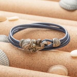 Oceaan unisex armband Octopus Kraken en kraal met Maori-patroon voor mannen en vrouwen - Polsband Nautische Zee Polynesisch Oceanië Tribal sieraden