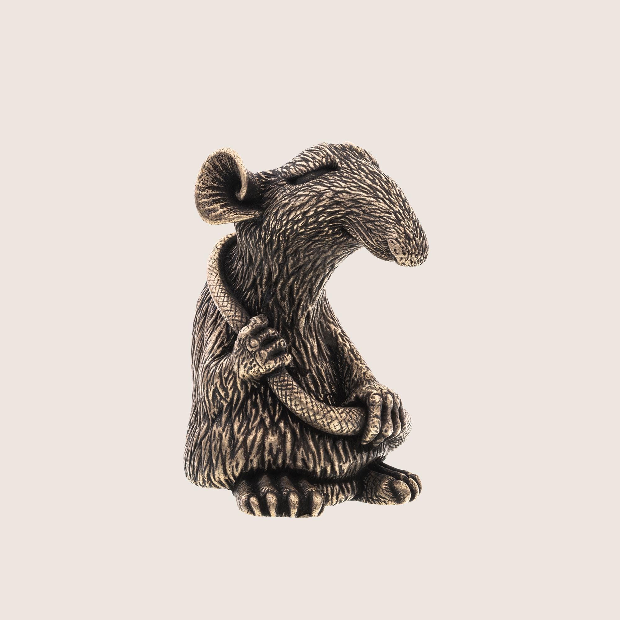 手作りブロンズ製ミニチュアネズミの置物：野生動物の室内装飾 - Etsy 日本