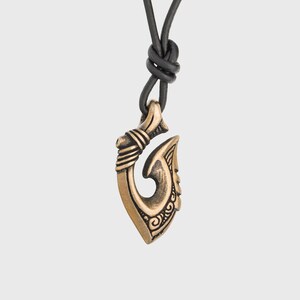 Ocean Necklace Fishing Hook Maori Style Hei Matau - Polynesian Pendant Gift for Men Women Ocean Hawaiian Tribal Nautical Surfer Sea Jewelry image 3