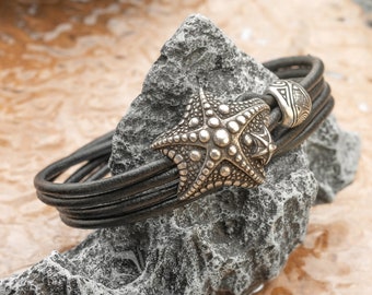 Ocean Bracelet with Starfish and Bead Maori Pattern for Men Women - Wristband Exquisite Nautical Jewelry Perfect Summer Gift for Her and Him