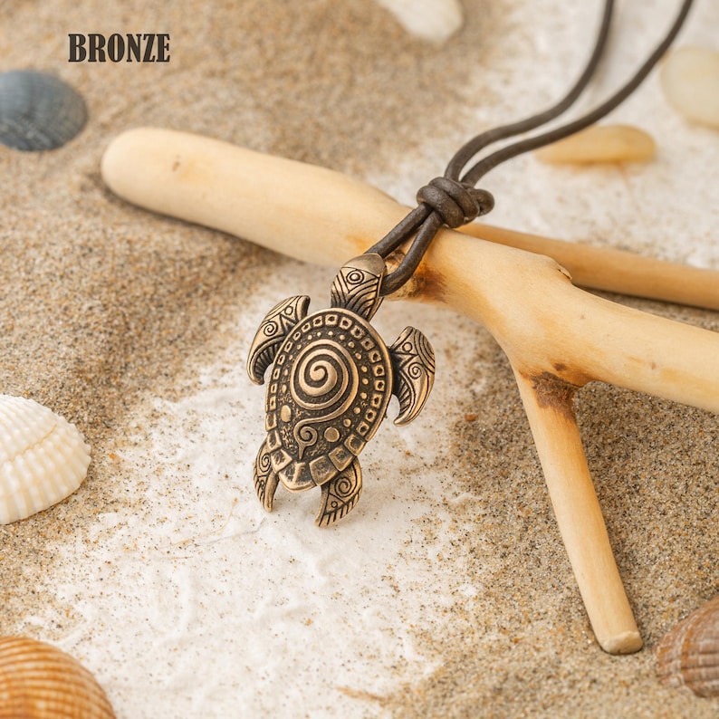 Sea Turtle Necklace · Maori Pendant in Sterling Silver or Bronze · Polynesian Jewelry · Handmade Tribal Ocean Gift for Men & Women image 4