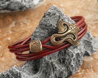 Ocean Bracelet with Manta Ray - Bangle Maori Style with Skate Fish Gift for Men Women - Armband Polynesian Tribal Nautical Hawaiian Jewelry