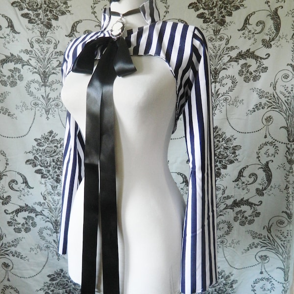 Lucille steampunk Victorian cropped circus stripe jacket-size small, ready to ship prototype