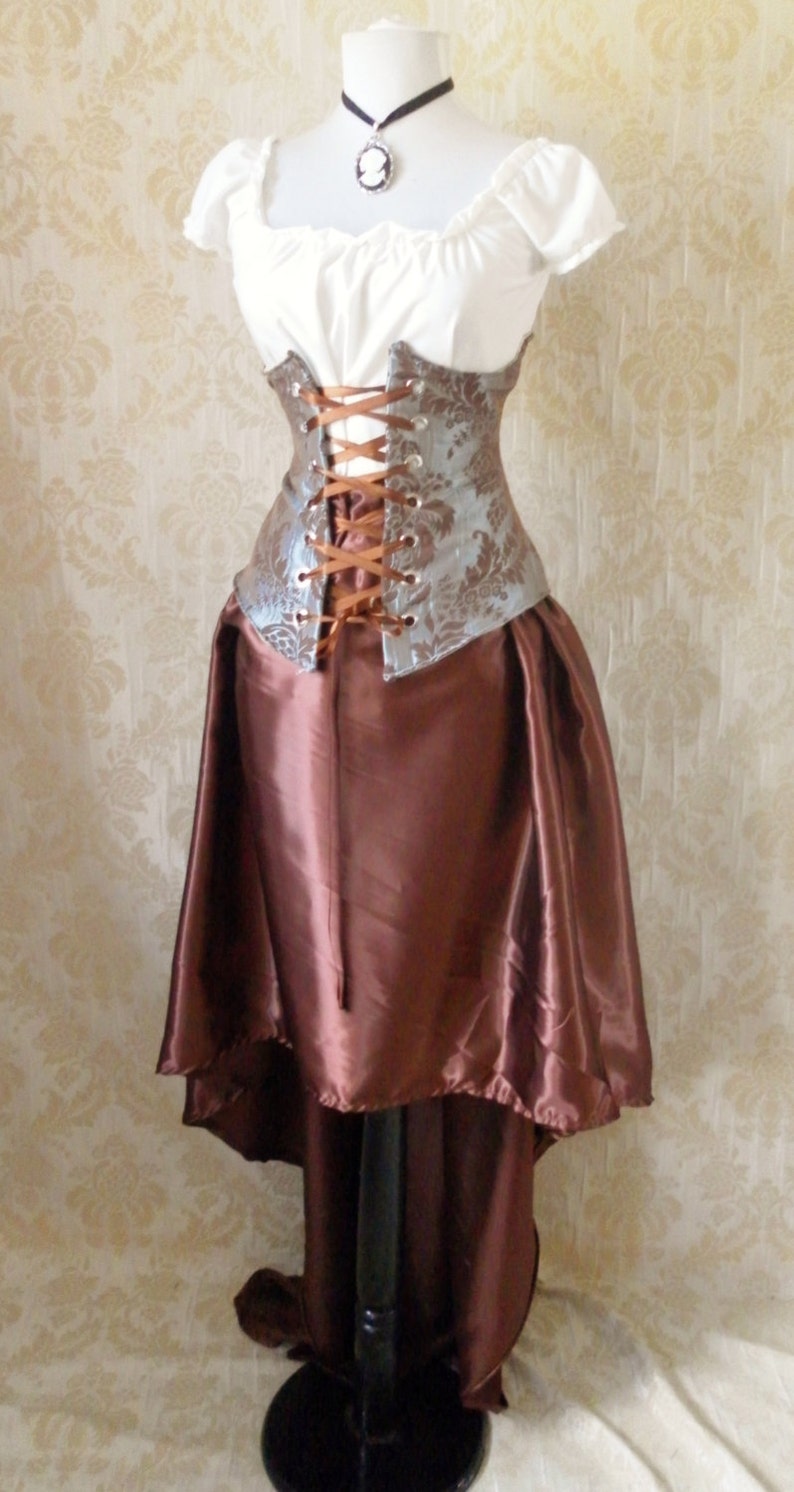 Taffeta Walking Skirt Tiered Long Victorian Skirt-One Size Fits All-choose your colour