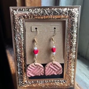 Pink Heart Ceramic Earrings
