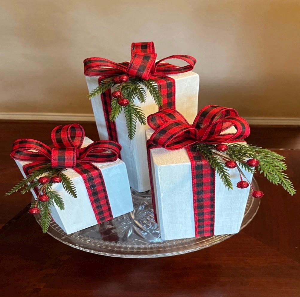 Wooden Gift Blocks: Seasonal Home Decor, Set of 3 Christmas or Winter ...