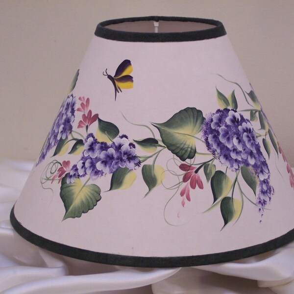 Hand Painted Lamp Shade with Purple Wisteria