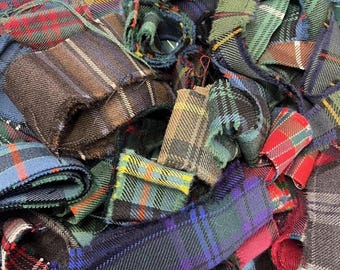 Tartan and Cotton Scottish Mixed colours 100% wool 800g Small Remnants