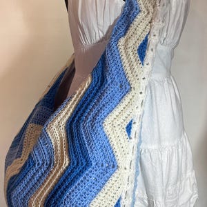 Vintage Blaue Häkeldecke Tasche Große Umhängetasche /Hippy Handmade