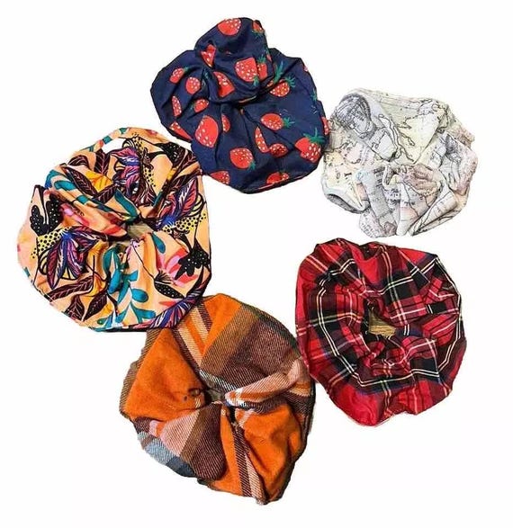 Multi Pack Cotton Hair Scrunchies (5 Pack) - Etsy display picture 2