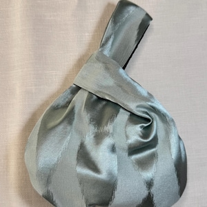 Japanische Knotentasche Handgemacht. Grüne Muster Abendtasche, Brautjungfer Tasche, Blumenmädchentasche.