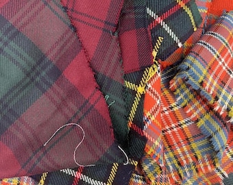 Tartan Scottish Mixed colours 100% wool  500g Remnants