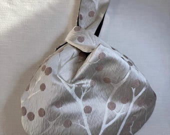 Handmade Japanese Knot Bag: Beige Tree Evening Bag