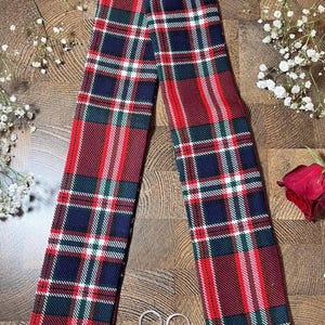 Macfarlane Tartan Handfastening Ribbon in Red 100% wool tartan. 1.2 meters x 9cm