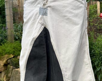 Spódnica maxi Carhartt Vintage damska z przeróbkami, dżins/bawełna, szerokość 40 cali / długość 34 cale