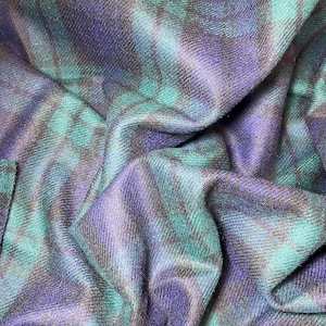 Tweed Tartan Scottish Wool Fabric in Blue and Green. 3 meters by 0.5 meters