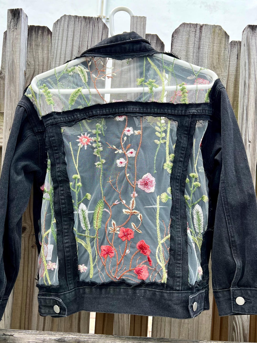 Trendy Women’s Oversized Jean Jacket with Lace Patchwork main image 0